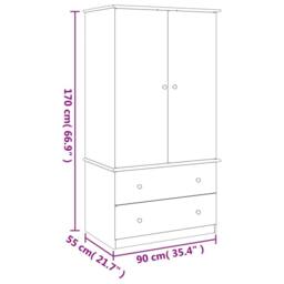 Berkfield Home Wardrobe ALTA 90x55x170 cm Solid Wood Pine in Light Tan - Size: 90 x 55 x 170 cm - thumbnail 9
