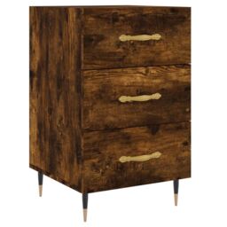 Berkfield Home Bedside Cabinet Smoked Oak 40x40x66 cm Engineered Wood in Brown - Size: 40 x 40 x 66 cm - thumbnail 2