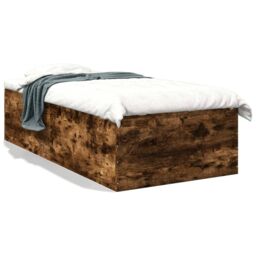 Berkfield Home Bed Frame without Mattress Smoked Oak 75x190 cm Small Single in Brown - thumbnail 2