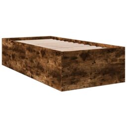 Berkfield Home Bed Frame without Mattress Smoked Oak 75x190 cm Small Single in Brown - thumbnail 6