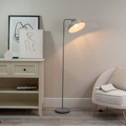 ValueLights Morris Retro Dome Metal Freestanding Floor Lamp in Grey