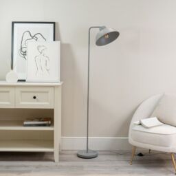 ValueLights Morris Retro Dome Metal Freestanding Floor Lamp in Grey - thumbnail 5