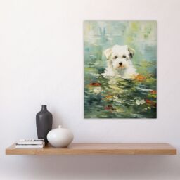 "Artery8 Havanese Dog & Water Lilies Claude Monet Style Oil Painting Large Wall Unframed Art Poster Print Thick Paper 18X24 Inch - Size: W18"" x H24""" - thumbnail 4