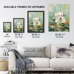 "Artery8 Havanese Dog & Water Lilies Claude Monet Style Oil Painting Large Wall Unframed Art Poster Print Thick Paper 18X24 Inch - Size: W18"" x H24""" - thumbnail 3