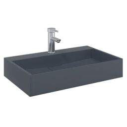 Berkfield Home Wash Basin 60x38x11 cm Mineral Cast/Marble Cast Anthracite in Black - Size: 60 x 38 x 11 cm - thumbnail 3