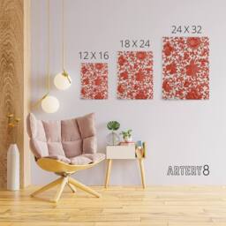 "Artery8 Owen Jones Ornamental Flower Pattern in Red Canvas Wall Art Print - Size: W12"" x H16""" - thumbnail 4
