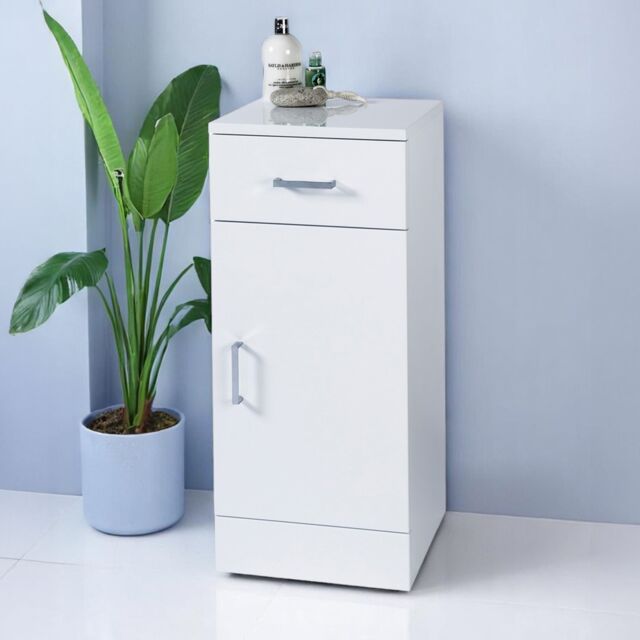 Showerdrape Arezzo High Gloss White Bathroom Single Door Cabinet - image 1