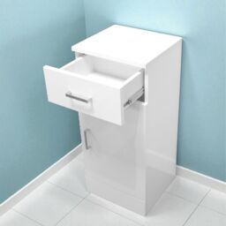 Showerdrape Arezzo High Gloss White Bathroom Single Door Cabinet - thumbnail 2