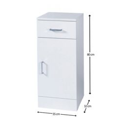 Showerdrape Arezzo High Gloss White Bathroom Single Door Cabinet - thumbnail 4