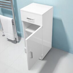 Showerdrape Arezzo High Gloss White Bathroom Single Door Cabinet - thumbnail 3