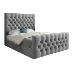 Casani Portmeirion Upholstered Grey Soft Velvet Designer Bed Frame - Size: Single - thumbnail 3