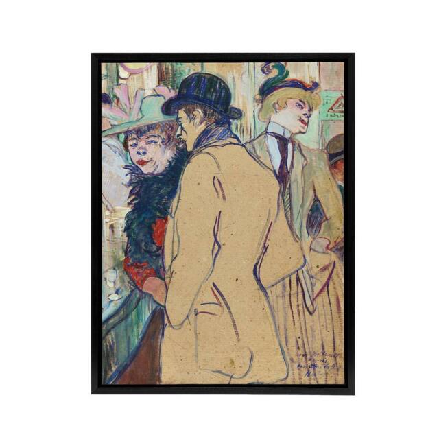 "Artery8 Alfred la Guigne in a Cafe Framed Canvas Wall Art Print Toulouse Lautrec - Size: W24"" x H32""" - image 1