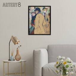 "Artery8 Alfred la Guigne in a Cafe Framed Canvas Wall Art Print Toulouse Lautrec - Size: W24"" x H32""" - thumbnail 3