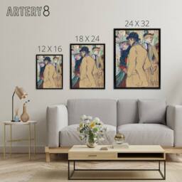 "Artery8 Alfred la Guigne in a Cafe Framed Canvas Wall Art Print Toulouse Lautrec - Size: W24"" x H32""" - thumbnail 4