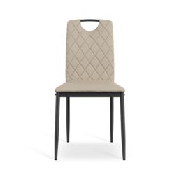 More4Homes Set Of 4 Monza Faux Leather Dining Chair Modern Padded Seat Metal Legs Kitchen in Beige - thumbnail 3