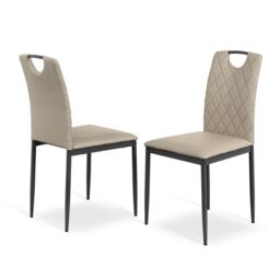 More4Homes Set Of 4 Monza Faux Leather Dining Chair Modern Padded Seat Metal Legs Kitchen in Beige - thumbnail 6