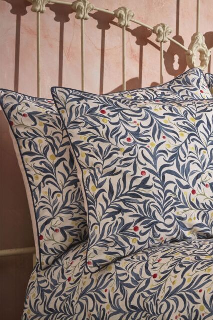 Edinburgh Weavers Malory Botanical Luxury Cotton Pair of Pillowcases in Navy - image 1