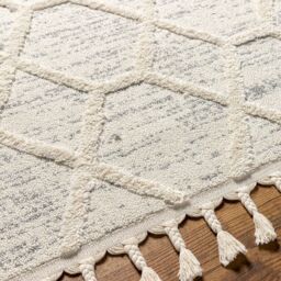 Livabliss Nora-Geometric Grey Ivory Brown High Pile Fringe Living Dining Bedroom Rug - Size: 160 cm x 215 cm - thumbnail 7