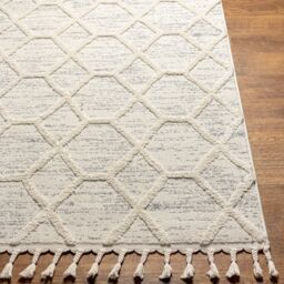 Livabliss Nora-Geometric Grey Ivory Brown High Pile Fringe Living Dining Bedroom Rug - Size: 160 cm x 215 cm - thumbnail 5