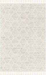 Livabliss Nora-Geometric Grey Ivory Brown High Pile Fringe Living Dining Bedroom Rug - Size: 160 cm x 215 cm - thumbnail 2