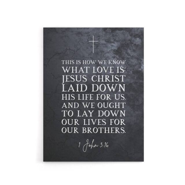 "Artery8 John 3 16 Love Jesus Christ Bible Quote Canvas Wall Art Print in Grey - Size: W24"" x H32""" - image 1