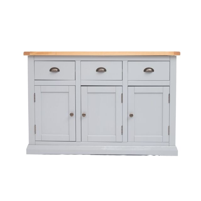 Cabinet Bits Loreo Light Grey 3 Drawer 3 Door Sideboard Brass Cup Handle - image 1