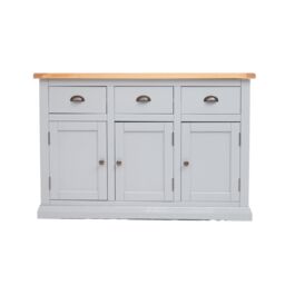 Loreo Light Grey 3 Drawer 3 Door Sideboard Brass Cup Handle