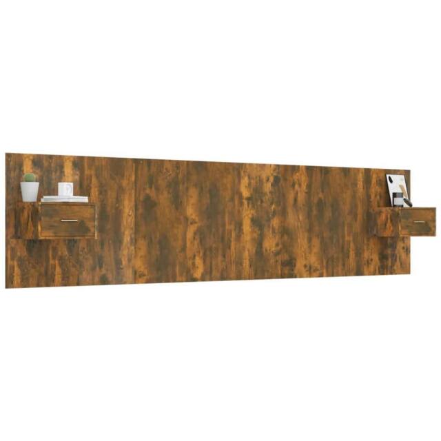 Berkfield Home Classic Bed Headboard with Cabinets Smoked Oak Engineered Wood in Brown - image 1