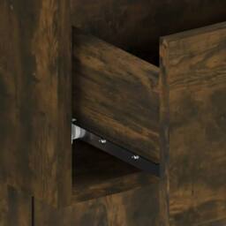Berkfield Home Classic Bed Headboard with Cabinets Smoked Oak Engineered Wood in Brown - thumbnail 6