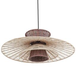 Wyld and Coco Rattan Pendant Lamp Natural Brown Beige Boho Style - thumbnail 5
