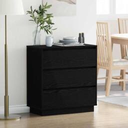 Berkfield Home Bedside Cabinet with LED Black Oak 71x34, 5x75 cm Engineered Wood - thumbnail 2