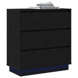 Berkfield Home Bedside Cabinet with LED Black Oak 71x34, 5x75 cm Engineered Wood - thumbnail 3