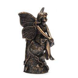 Jardinopia Fairy Sitting On Tree Stump Stake or Cane Topper - L4.5 x W5 x H8.5 cm in Bronze - thumbnail 4