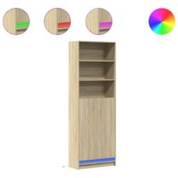 Berkfield Home Highboard with LED Sonoma Oak 69x32.5x200 cm Engineered Wood in Light Tan - thumbnail 3
