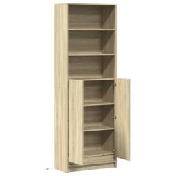 Berkfield Home Highboard with LED Sonoma Oak 69x32.5x200 cm Engineered Wood in Light Tan - thumbnail 9