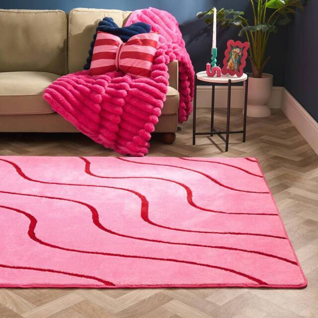 OHS Tufted Contour Rug Soft Floor Carpet Non Slip Area Mat in Bright Pink - Size: 80 cm x 150 cm - image 1