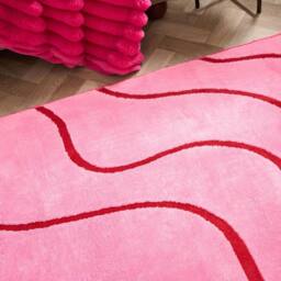 OHS Tufted Contour Rug Soft Floor Carpet Non Slip Area Mat in Bright Pink - Size: 80 cm x 150 cm - thumbnail 2