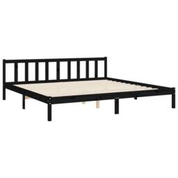 Berkfield Home Bed Frame with Headboard Black 200x200 cm Solid Wood - thumbnail 9