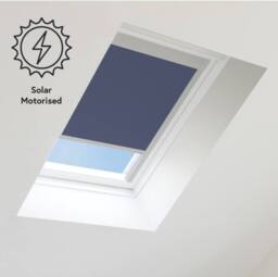 Bloc Blinds Solar Powered Blackout Blind for Velux Roof Windows - Navy in Silver - Size: CK06 - thumbnail 1