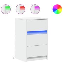 Berkfield Home Stylish Bedside Cabinet with LED Lights White Engineered Wood - thumbnail 3