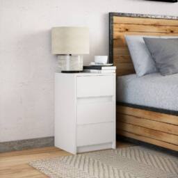 Berkfield Home Stylish Bedside Cabinet with LED Lights White Engineered Wood - thumbnail 4