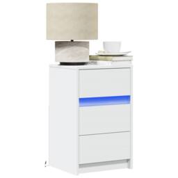 Berkfield Home Stylish Bedside Cabinet with LED Lights White Engineered Wood - thumbnail 2