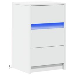 Berkfield Home Stylish Bedside Cabinet with LED Lights White Engineered Wood - thumbnail 1