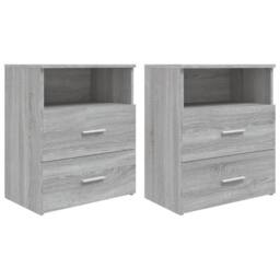 Berkfield Home Modern Bed Cabinets 2 pcs Grey Sonoma 50x32x60 cm - Size: 50 x 32 x 60 cm - thumbnail 2