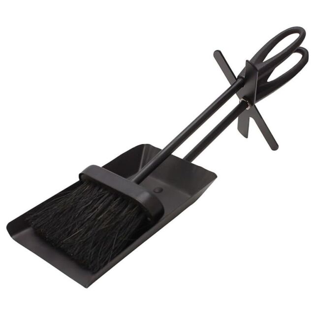 Valiant Fireside Ash Brush & Coal Shovel Set - Hearth Tidy Companion Set - Includes Stand in Black - image 1