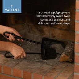 Valiant Fireside Ash Brush & Coal Shovel Set - Hearth Tidy Companion Set - Includes Stand in Black - thumbnail 3