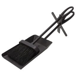 Valiant Fireside Ash Brush & Coal Shovel Set - Hearth Tidy Companion Set - Includes Stand in Black
