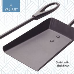 Valiant Fireside Ash Brush & Coal Shovel Set - Hearth Tidy Companion Set - Includes Stand in Black - thumbnail 4