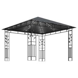 Berkfield Home Gazebo with Mosquito Net&LED String Lights 3x3x2.73m Anthracite in Charcoal - thumbnail 4