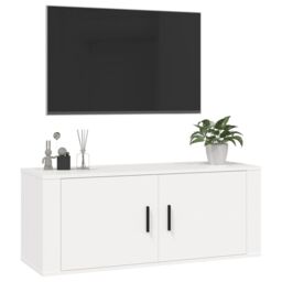 Berkfield Home Wall Mounted TV Cabinet White 100x34.5x40 cm - thumbnail 4